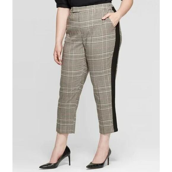 Who What Wear Glen Plaid Cropped Ankle Pants High Rise Preppy Trouser - Picture 2 of 8